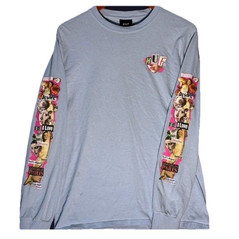 Huf Desire Shirt Men's Size M Blue Longsleeve Skater Females